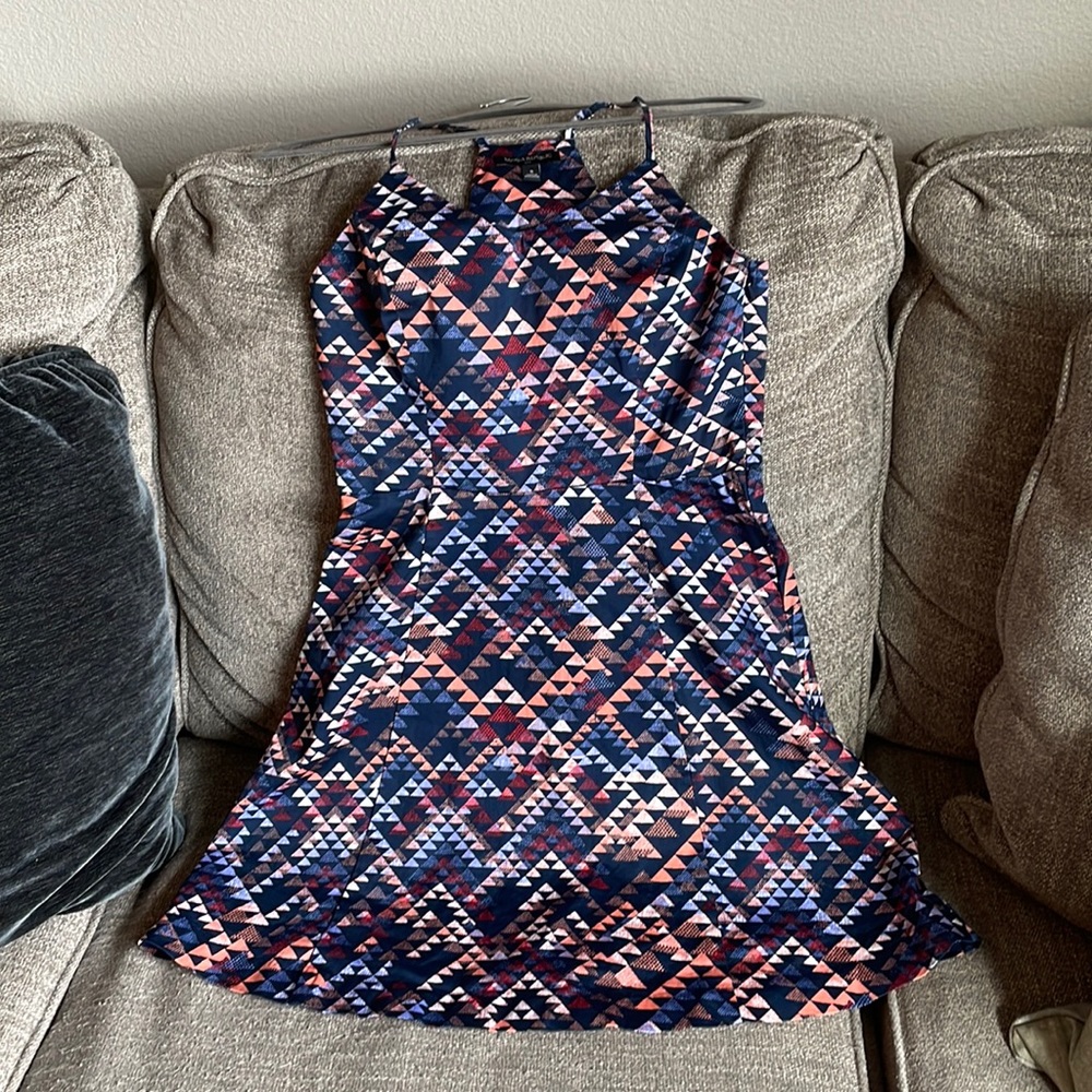 Banana Republic Navy Multicolor Geometric Halter Mini Dress
